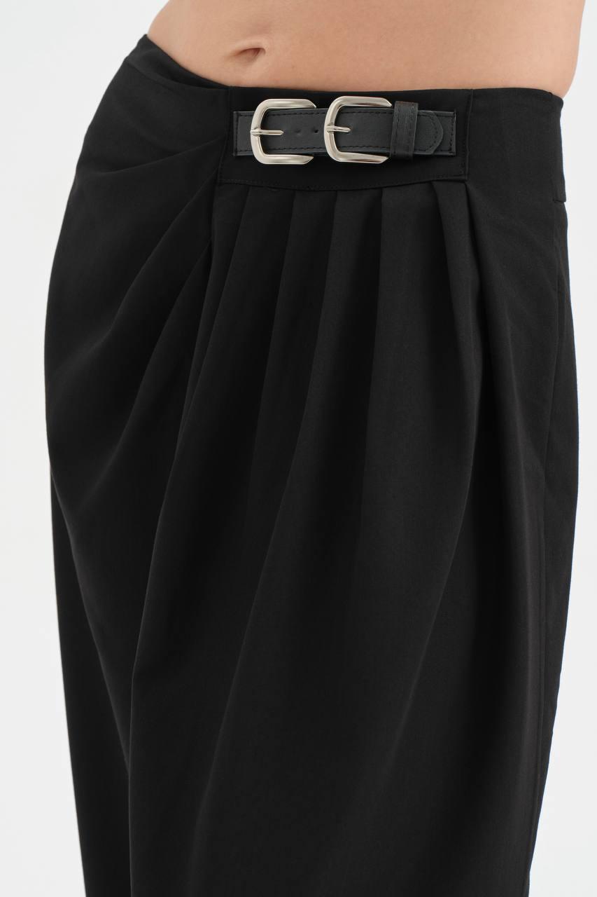 Women’s Black Pleated Wide Leg Trousers - Image 4