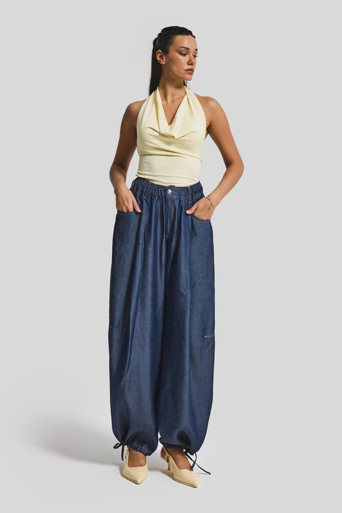 Women’s Dark Wash Denim Harem Pants - Image 5