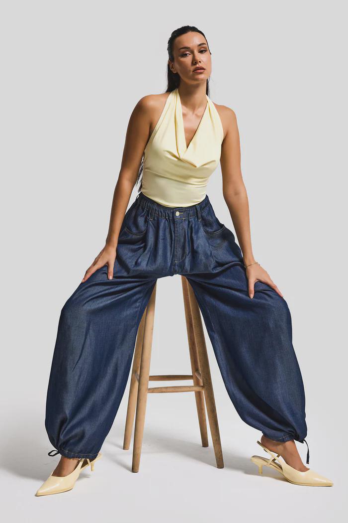Women’s Dark Wash Denim Harem Pants