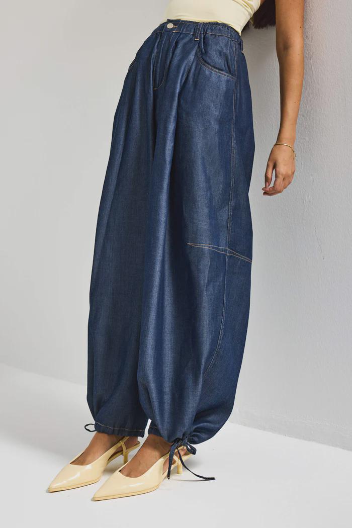 Women’s Dark Wash Denim Harem Pants - Image 3