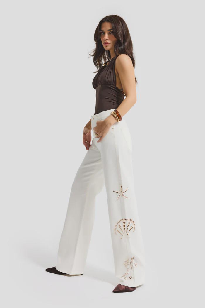 Women’s White Butterfly Cutwork Pants - Image 3