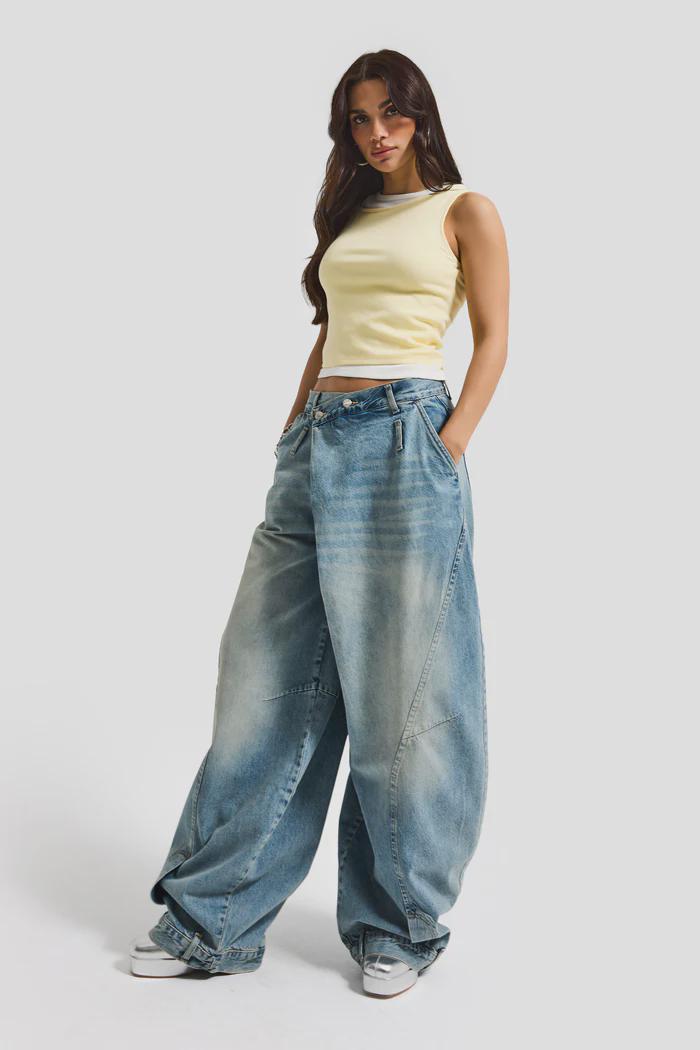 Women’s Oversized Barrel Leg Jeans - Image 2